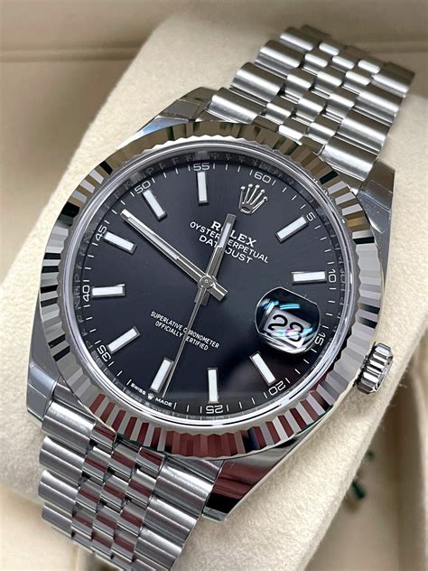 rolex datejust black dial replica|rolex datejust 41mm black face.